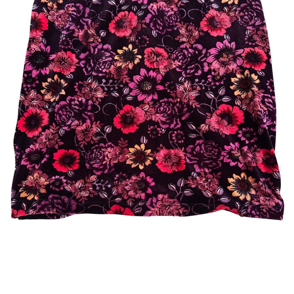 CANDIE'S Floral Velvet Bodycon Mini Dress Long Sleeve Scoop Neck Purple Size S - Picture 9 of 14